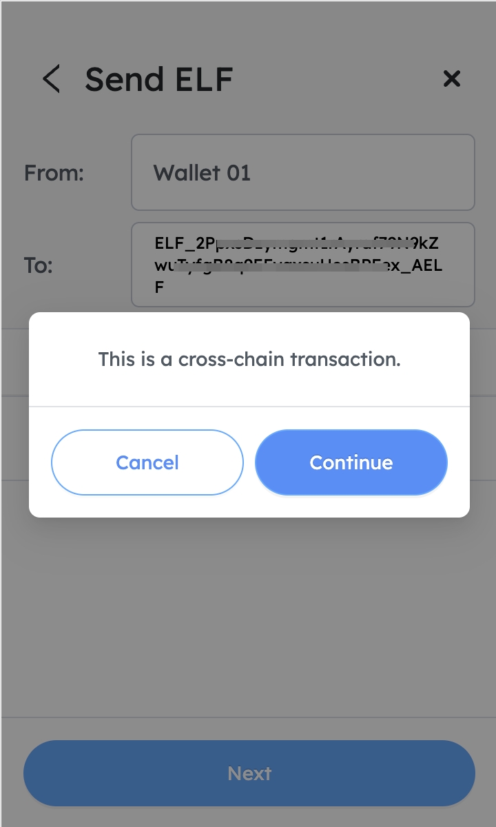 Cross-chain transaction prompt