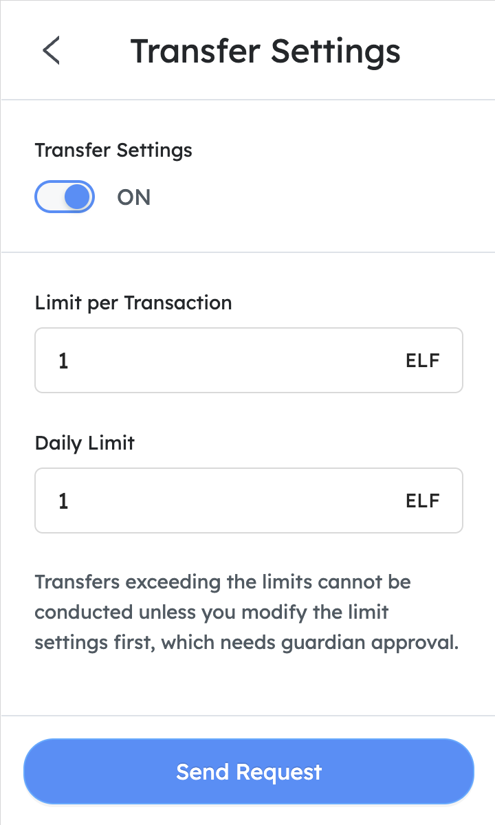 Set transfer limits